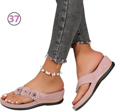 Bovista Comfortabele Slippers - Badslippers - Teenslippers - Anti-Slip Slides - Flip Flops - Stevig Voetbed - Roze - Maat 37