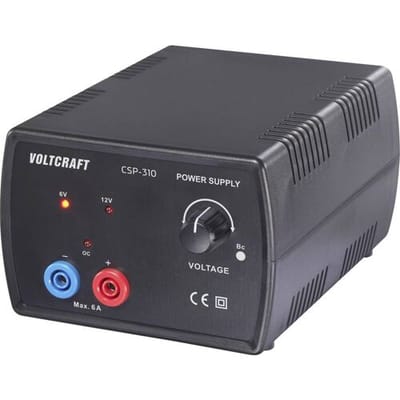 VOLTCRAFT CSP-310 Labvoeding, regelbaar 6 V/DC, 12 V/DC 2 - 6 A 72 W netvoeding en accu Aantal uitgangen 1 x