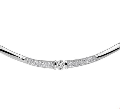 The Jewelry Collection Ketting Tussenstuk Zirkonia 42 + 3 cm - Zilver