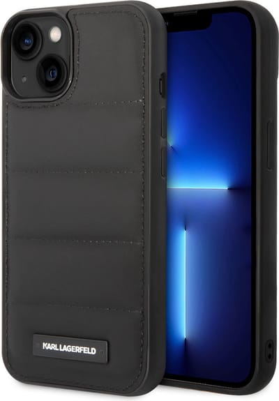 iPhone 14 Backcase hoesje - Karl Lagerfeld - Effen Zwart - Kunstleer