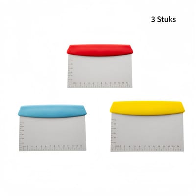 3 stuks roestvrijstalen deegschraper - met schaalverdeling - vierkante vorm - bakaccessoires - deegsnijder - meerkleurig
