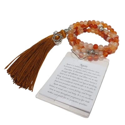Mala ketting 108 kralen  Sacraalchakra Oranje Bruin Agaat Svadhisthana Chakra Edelsteen | Sparkolia
