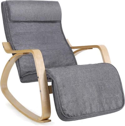 MIRA Home - Schommelstoel voor volwassenen - Schommelstoel binnen - Stoelen - Licht grijs - 67x115x91
