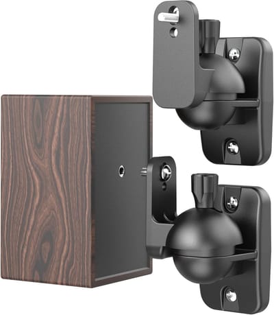 Verstelbare Wandsteunen voor Surround Sound Speakers - Set van 2, Zwart, Tot 3.5 kg, Draai- en Kantelbaar, Ideaal voor Thuisbioscoop