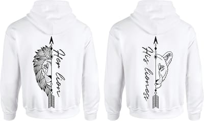 Hoodie set koppel-Perfect Valentijns cadeau-Wit-Her Lion & His Lioness-Maat S