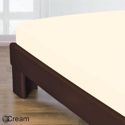 Homéé® Hoeslaken Katoen ecru 80x200 +30 cm eenpersoons bed - gladde 100% Katoen - Perfecte pasvorm
