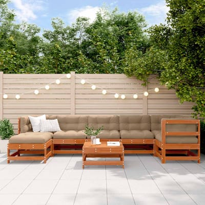 vidaXL - Tuin - loungeset - 8 - st - Wasbruin - Massief - grenenhout