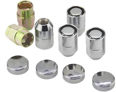 Dailygoods- Wielmoer Roestvrij Staal - Wielmoerkapjes 17 mm - Wielmoeren - Diefstalbeveiliging - 4 Stuks - 12x1.5 mm - Wielmoerbout