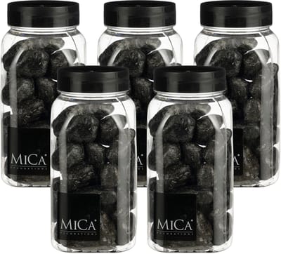Mica Decorations decoratie stenen - 5x - groot - 650ml - antraciet mix - hobby steentjes - sier stenen