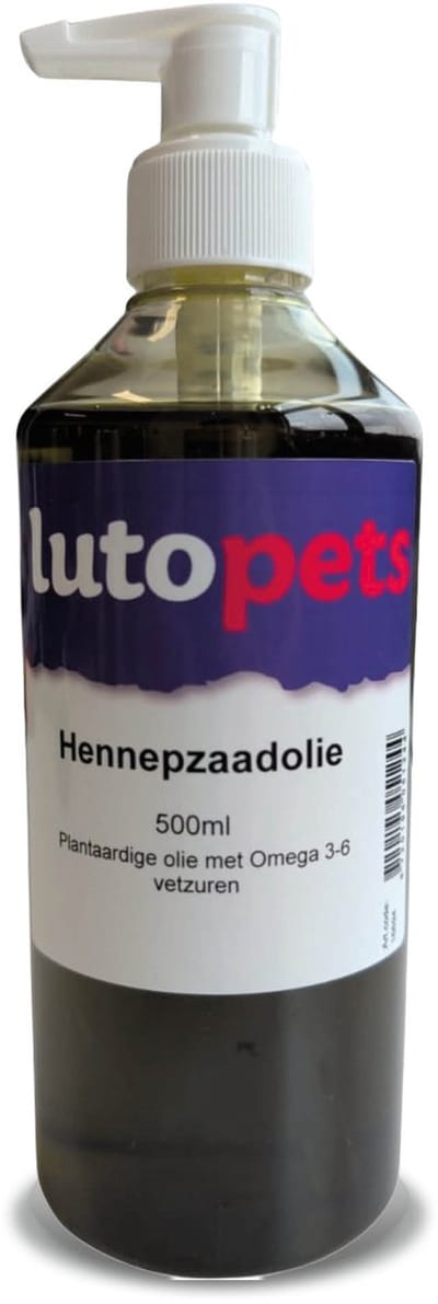 Hennepzaadolie 500 ml - Koudgeperst - Rijk aan Omega 3, 6 & Gamma-Linoleenzuur - Natuurlijke Aanvulling voor Honden - lutopets