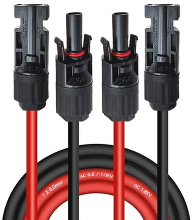 6mm² Zonnepaneel Verlengkabel met Dubbele Connector - Waterdicht en Duurzaam 1Mx2
