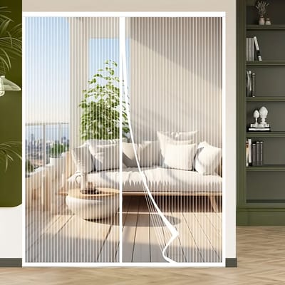 Verbeterde hordeur met zeer transparant gaas die automatisch magnetisch sluit, zonder boren. Geschikt voor slaapkamers, woonkamers, keukens, balkons en binnen-/buitendeuren. 100*210 cm
