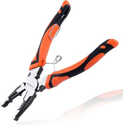 8 "lijnmantang, 6-in-1 multifunctionele elektricien tang met draadsnijder, krimptang, grijper, stripper, schroefafzuiger | Combinatietang met hoge hefboomwerking CR-V staal gesmede draad