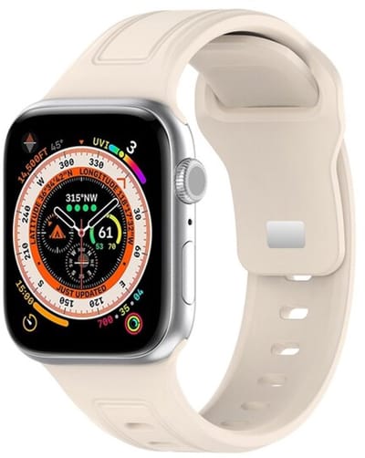 By Qubix - Geschikt voor Apple Watch bandje - Square siliconen band - Beige - Geschikt voor Apple Watch 38mm / 40mm / 41mm / 42mm