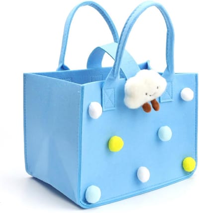 Dailygoods- Boodschappentas Blauw - Vilten Tas - Slijtvast - Draaggreep - Geschikt voor Opbergzakken - 30 x 20 x 18 cm - Shopper