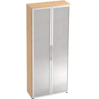 Kast met glazen deuren TARA, 5 ordnerhoogten, B 800 x D 346 x H 1880 mm, esdoornpatroon