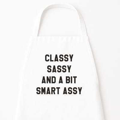 Keukenschort "Classy, Sassy and a bit Smart Assy" | Grappig Cadeau | Wit Kookschort