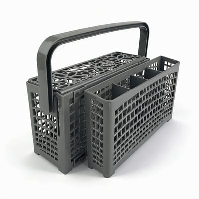 bestekmand voor vaatwasser, 2-in-1 universele bestekmand, 23,5 x (8,2 + 4) x 13 cm, stabiele steekverbinding, deelbaar, stabiele bestekmand, met inklapbare handgreep