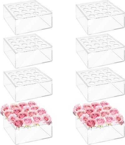 Acryl Bloemenvaas - Heldere Vaas - Bloemstukken Maken - Afneembaar Deksel - 8 Stuks - Transparant