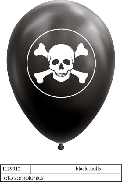 Wefiesta - Ballonnen Doodshoofd zwart (8 stuks) - Halloween - Halloween Decoratie - Halloween Versiering - Halloween Ballonnen