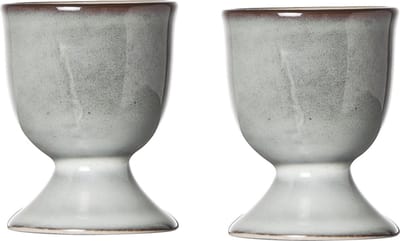Cosy & Trendy Eierdopje - 2x stuks - aardewerk - grijs/blauw - 5 cm - Houders voor gekookte eieren - Ontbijt en lunch