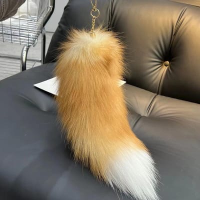 Enorme Pluizige Nepbont Vosstaart Sleutelhanger Therian Staart Vosstaart Sleutelhanger Bont Hanger Sleutelhanger Sleutelhanger Hanger Cadeau voor Vrouwen Meisje brown