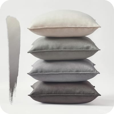 Decoratieve Kussenhoezen 40 x 40 cm Set van 4 Grijs Beige Velvet Voor Woonkamer Slaapkamer en Tuin, Scandinavisch Modern Design, Zachte Kussens voor Sofa en Bed