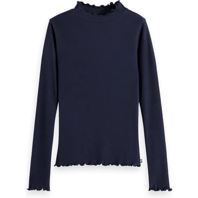 Scotch & Soda Girl Core Mock Neck Ribbed Slim-fit Ls T-shirt Sky Captain Taglia: 8 | T-shirt Outlet | kids