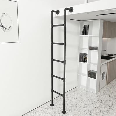 Metalen Wandladder - Toegangsladder Zolder - Veilig Bereiken - Aanpasbare Diepte - 150 kg Draagvermogen - Zwart