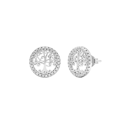 WeLoveSilver - zilveren oorstekers - levensboom met kristallen