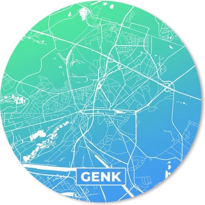 Muismat rond 20x20 cm - Mousepad Stadskaart - Genk - Blauw - Groen - Ronde muismatten