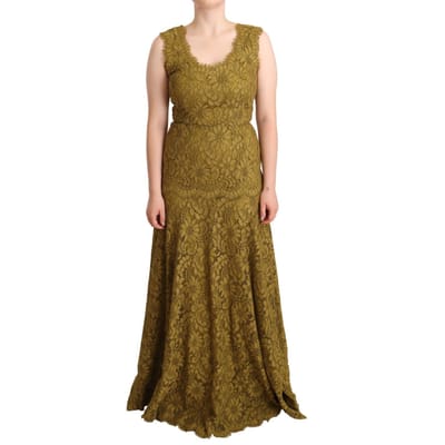 Lange Mouwenloze V-hals Kant Maxi Dress