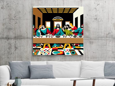 Pop art laatste avondmaal schilderij | Revolutionaire pop art interpretatie van het Laatste Avondmaal | Kunst - 30x30 centimeter op Canvas | Foto op Canvas