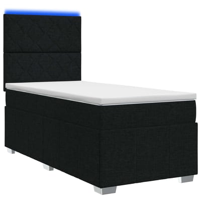 vidaXL - LED - Boxspringbed - met - Matras - Zwart - 100 - x - 200 - cm - Stof