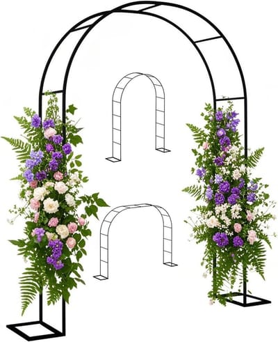Metalen Rozenboog - Tuinboog Pergola - Klimplanten Ondersteunen - Roestbestendig Staal - 120x400 cm - Antraciet