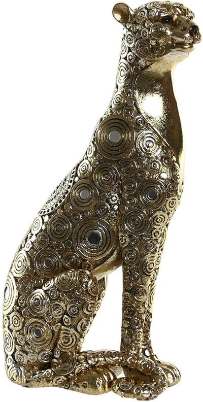Items Home decoratie dieren beelden - Luipaard - 14 x 8 x 26 cm - voor binnen - goud kleurig