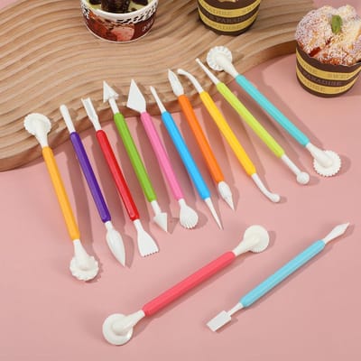 Dailygoods- Fondant Modellering Set 12 Stuks - Taartversiering - Glazuur Decoratie - Multicolor - ABS Materiaal - Geschikt voor Modelleren - Taartdecoratie