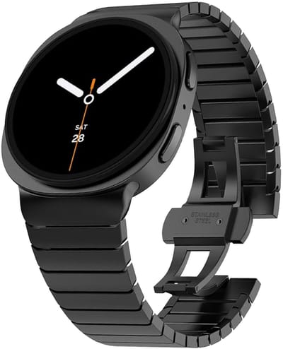 Chiguard Bandje geschikt voor Samsung Galaxy Watch 8 44mm / 8 40mm / 8 Classic Bandje – RVS Horlogeband – Vlindersluiting - Verstelbare Schakelband - Zwart