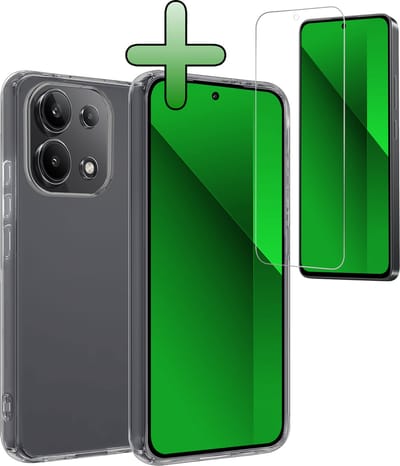 Hoesje Met Screenprotector - Geschikt voor Xiaomi Redmi Note 13 4G - Sterk & Shockproof - Back Cover - Siliconen Case - Telefoon Hoes - Transparant