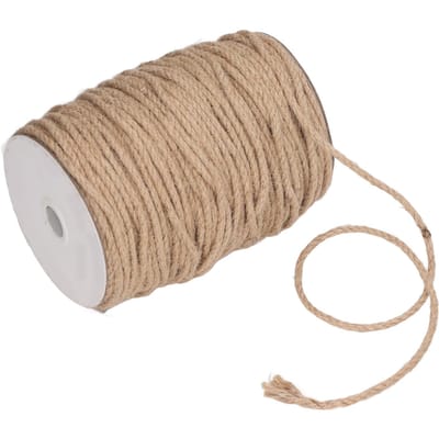 Corde 3 Torons 4MM 100m Naturel Décoration Chanvre Jute Ficelle Cordon pour Œuvres d'Art Jardinage Décoration