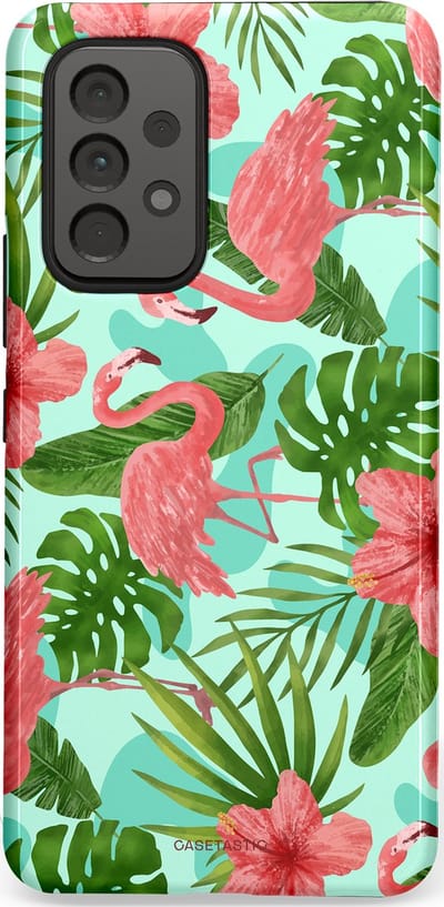Casetastic hoesje geschikt voor Samsung Galaxy A53 (2022) 5G - Dubbellaagse bescherming - Flamingo jungle - Fashion Case - Mintgroen Koraal