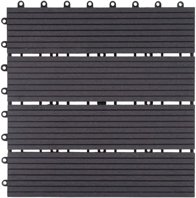 WPC vloertegel Rhone, houtlook balkon/terras, 11x elk 30x30cm = 1m² ~ Premium, antraciet lineair