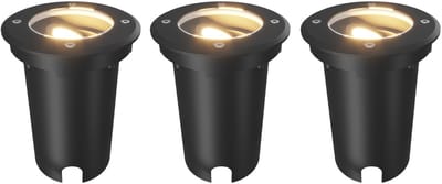 Ledvion Set van 3 LED Grondspot Buiten IP67 10W 230V GU10 rond zwart