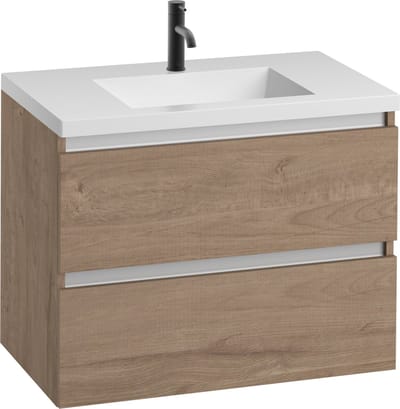 Saqu Gaia Badkamermeubel Set - 80x52 cm - Voorgemonteerd - Bruin - Wastafelmeubel - Badmeubel