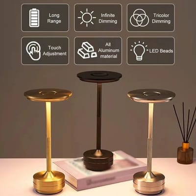 HPH Decoratieve Tafellamp Draadloos Eenvoudig Dimbaar Kamerdecoratie Klassieke Retro Tafellamp Oplaadbare Touch Bureaulamp