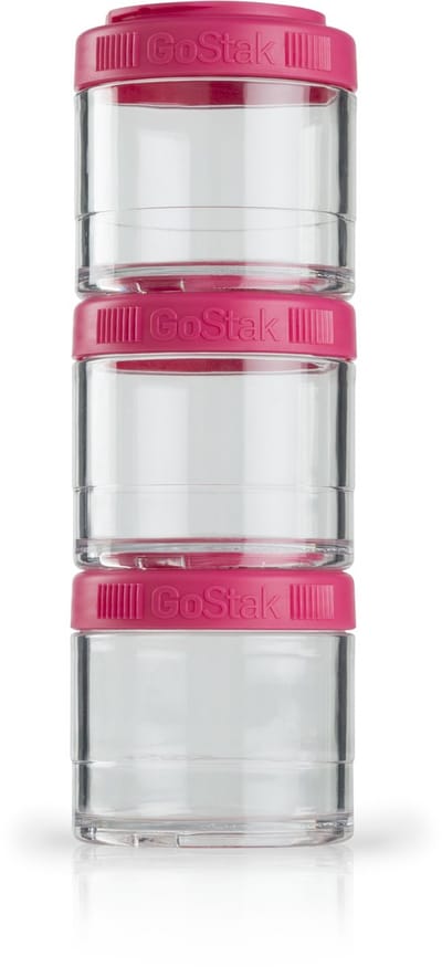 BLENDERBOTTLE - GoStak ROZE (3 x 100ml) - Handige container om je supplementen, wat groente of snacks in te bewaren en gemakkelijk en veilig in je tas, sporttas of rugzak te toen.