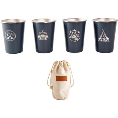 RVS Campingbeker Set van 4 Outdoor Camping Mok voor Picknick BBQ Bier Koffie Wijn Marineblauw marineblauwe kleur