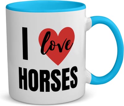 Akyol - i love horses koffiemok - theemok - blauw - Paarden - paarden liefhebbers - verjaardagscadeau - kado - gift - 350 ML inhoud