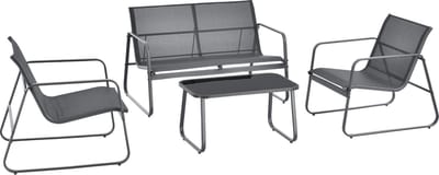 Tuinset 4-delig Palencia loungeset donkergrijs en zwart