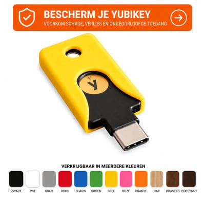 YubiKey 5C NFC Beschermhoes - USB-C Beveiligingssleutel Case - Yubico Key Cover - Krasbestendige Sleutelhanger Bescherming - Compacte NFC Security Key Houder - Zakelijke En Persoonlijke Data Bescherming Accessoire - Geel